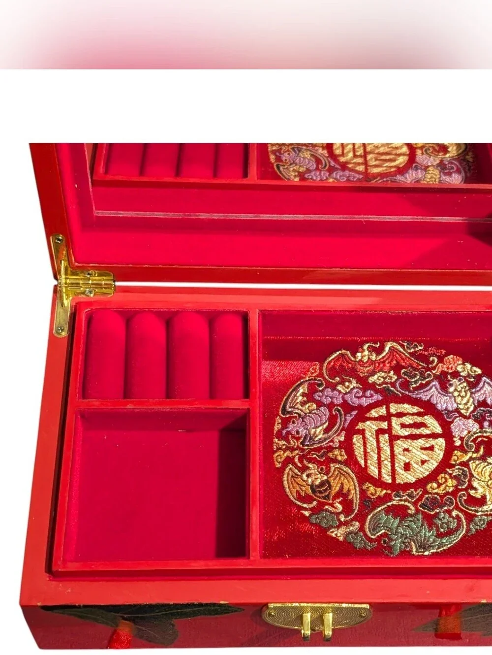 Red Lacquer Jewelry Box New